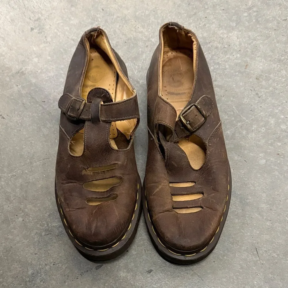 Dr. Martens Dark Brown Leather Strap Sandals